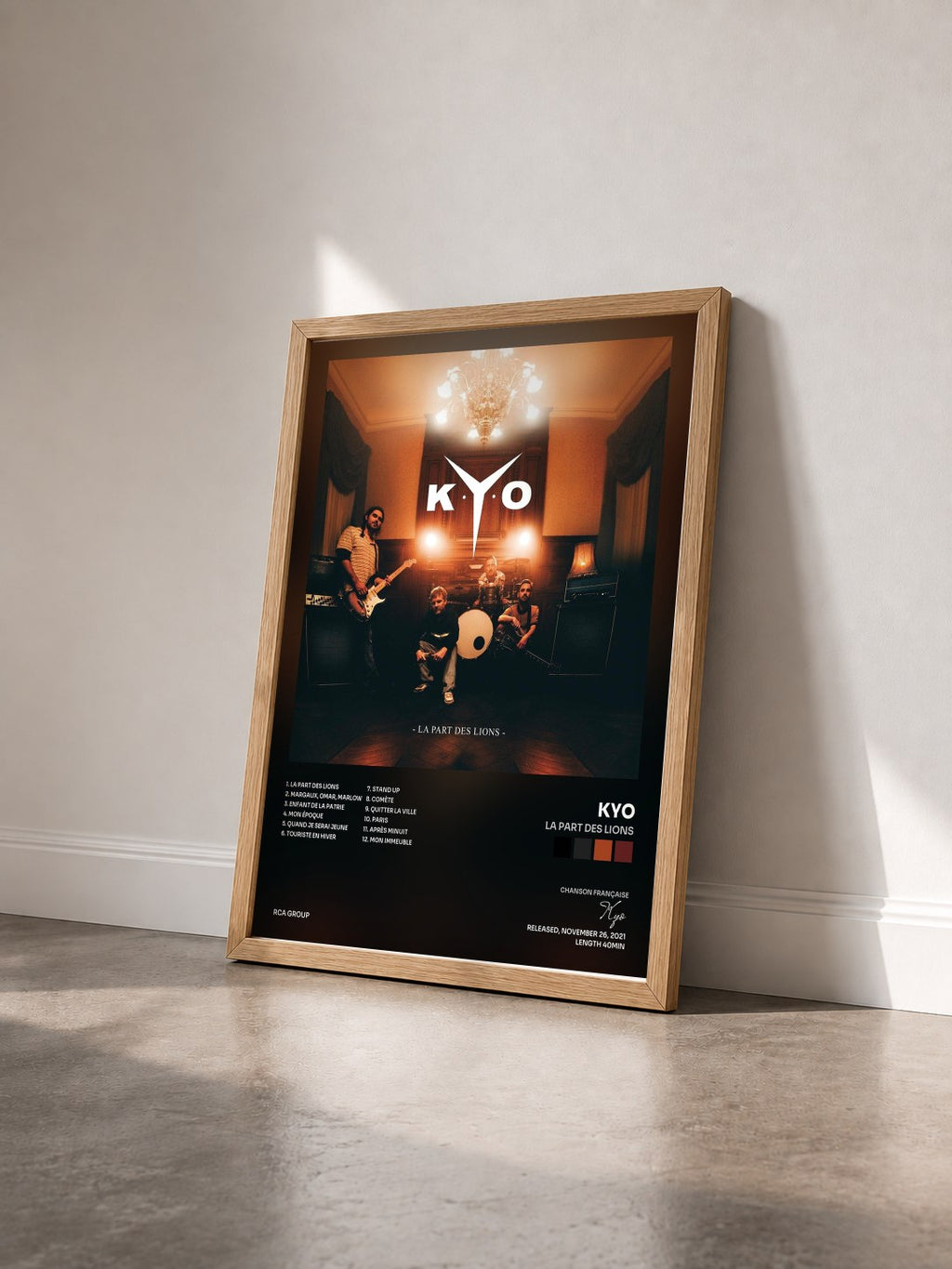 #bois Tableau de l'album La part des lions de Kyo vu de trois quarts, cadre en bois brut
