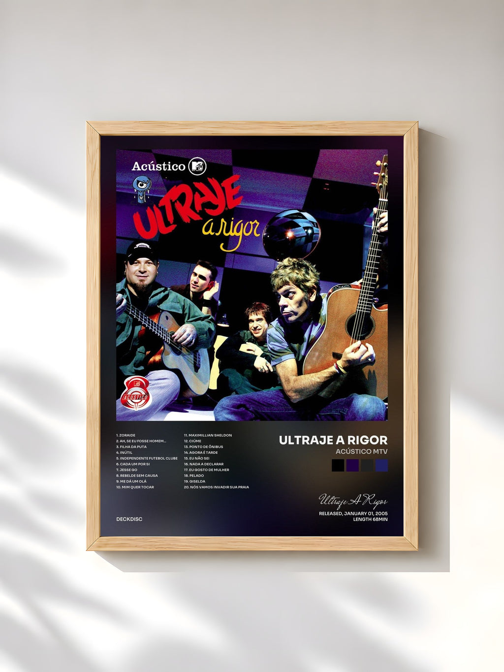 #bois Tableau de l'album Acústico Mtv de Ultraje A Rigor, cadre en bois brut, imprimé et encadré en France