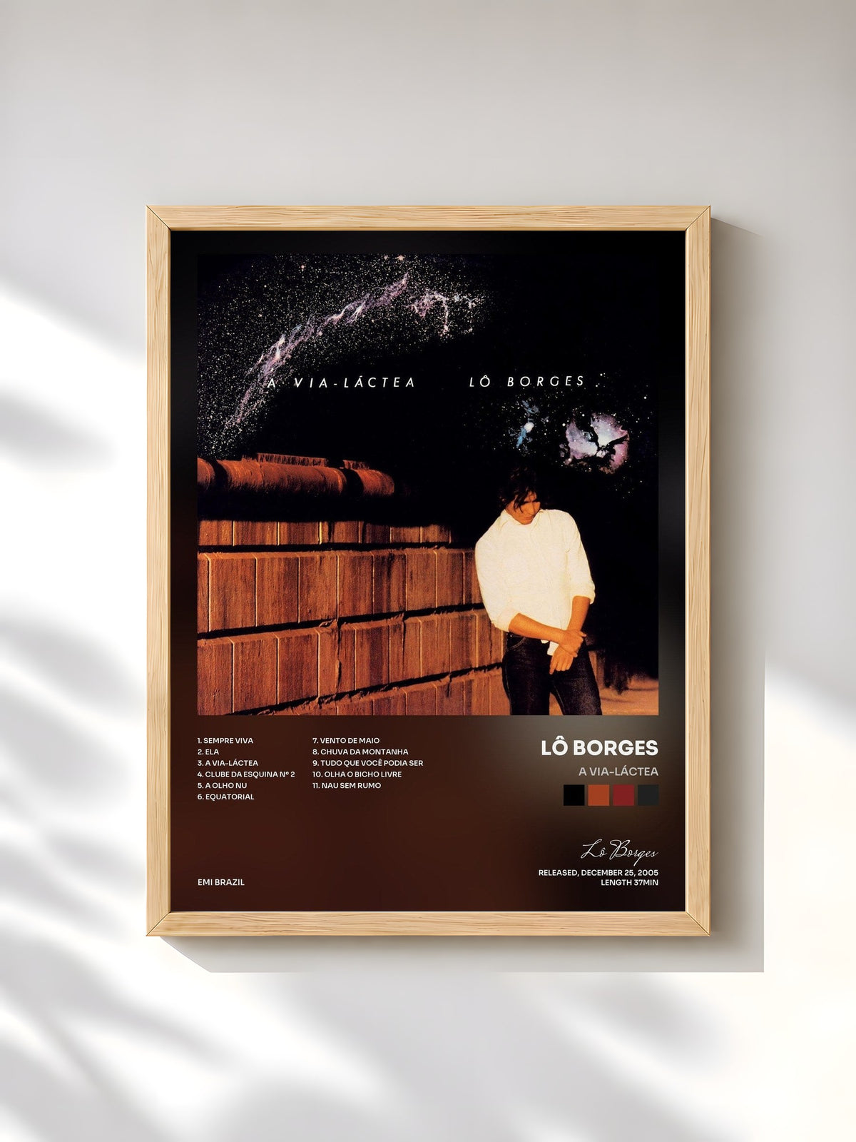 #bois Tableau de l'album A Via-Láctea de Lô Borges, cadre en bois brut, imprimé et encadré en France