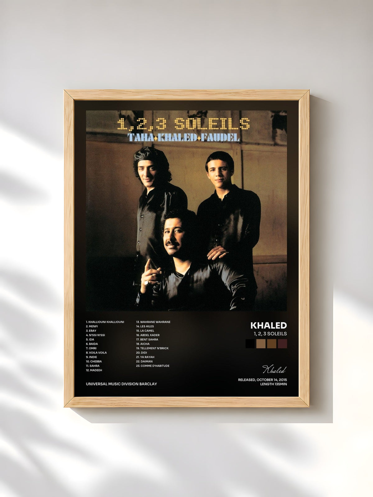 #bois Tableau de l'album 1, 2, 3 Soleils de Khaled, cadre en bois brut, imprimé et encadré en France