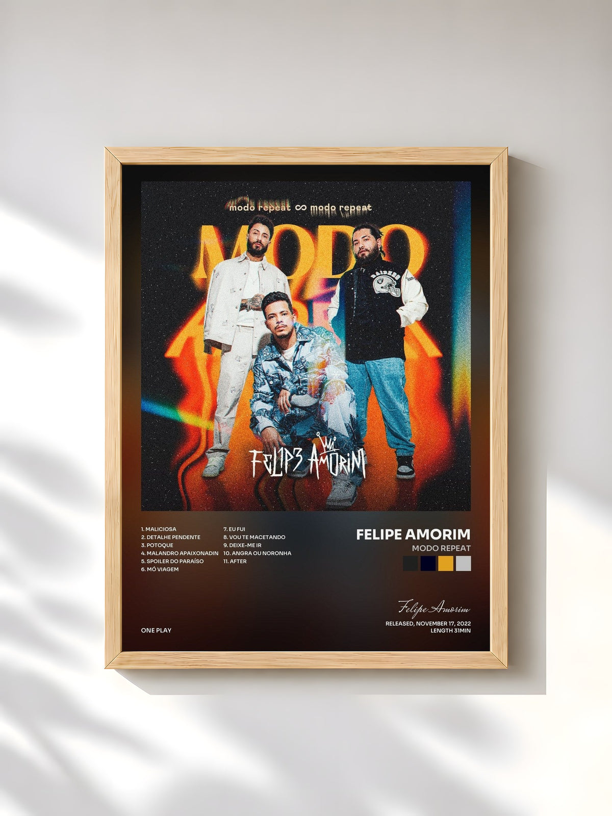 #bois Tableau de l'album Modo Repeat de Felipe Amorim, cadre en bois brut, imprimé et encadré en France