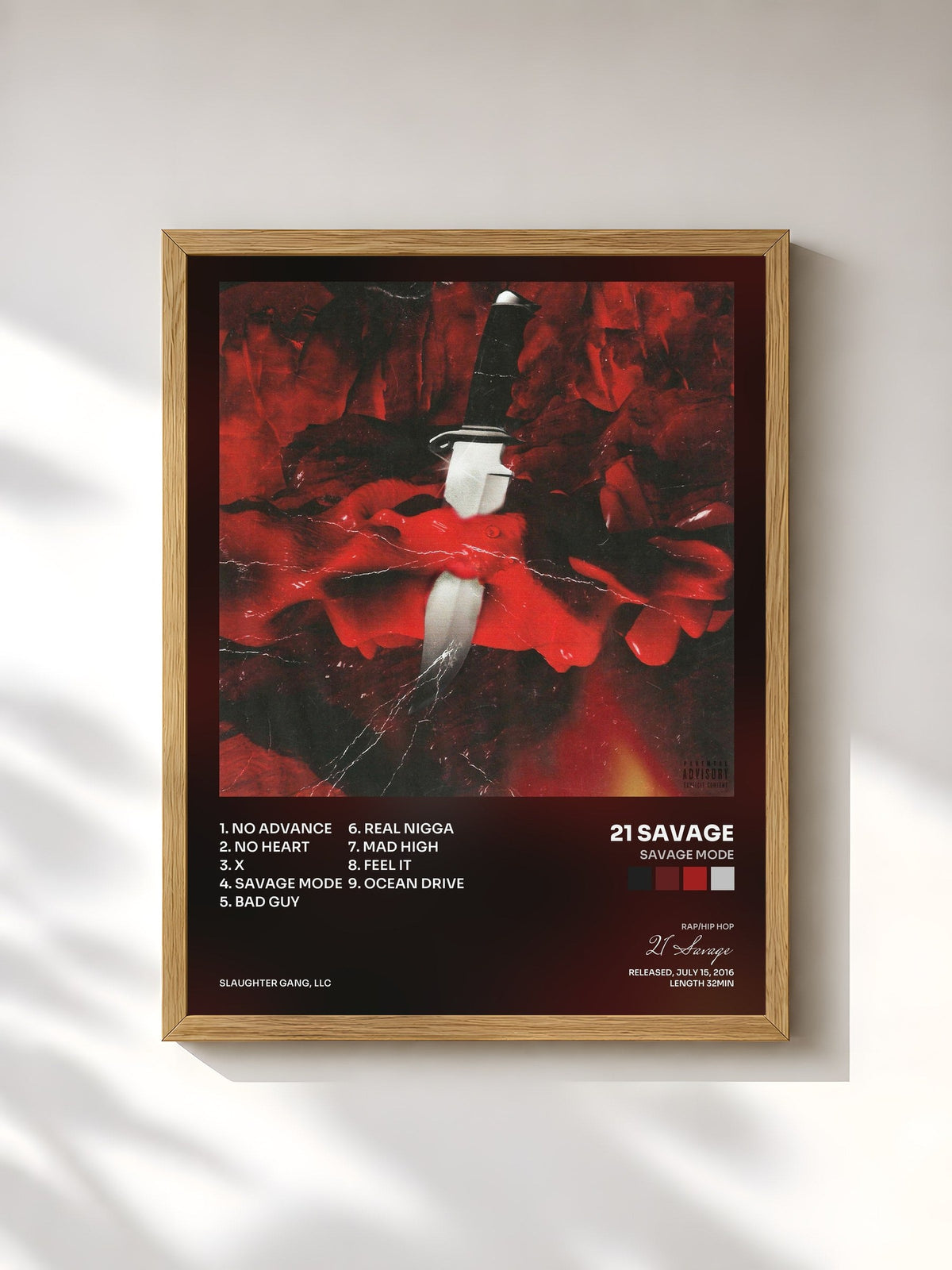 #bois Tableau de l'album Savage Mode de 21 Savage, cadre en bois brut, imprimé et encadré en France