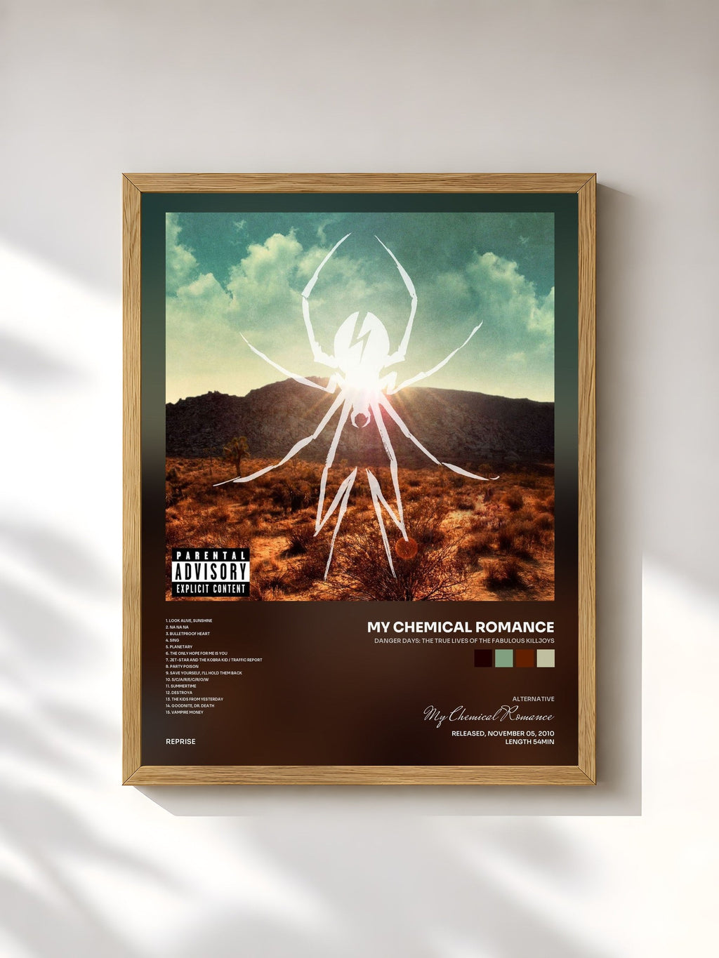 #bois Tableau de l'album Danger Days: The True Lives of the Fabulous Killjoys de My Chemical Romance, cadre en bois brut, imprimé et encadré en France