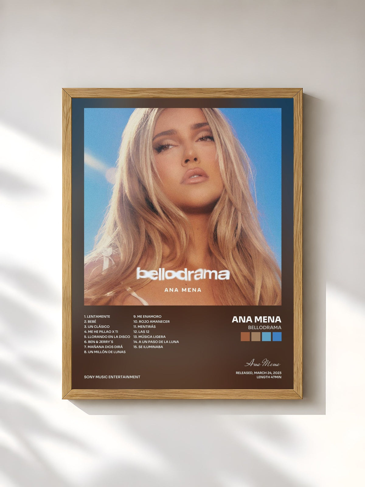 #bois Tableau de l'album bellodrama de Ana Mena, cadre en bois brut, imprimé et encadré en France