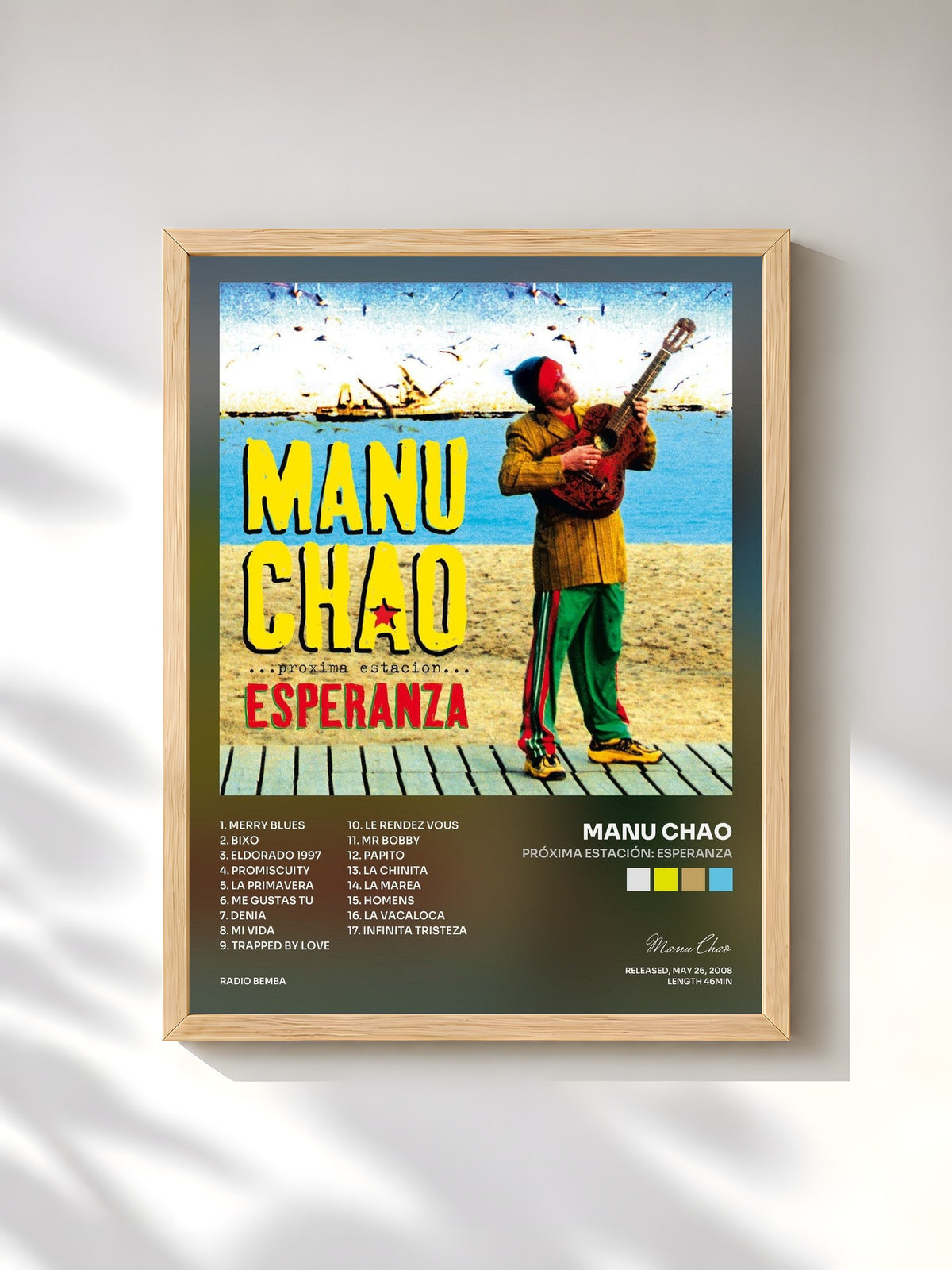 #bois Tableau de l'album Próxima Estación: Esperanza de Manu Chao, cadre en bois brut, imprimé et encadré en France