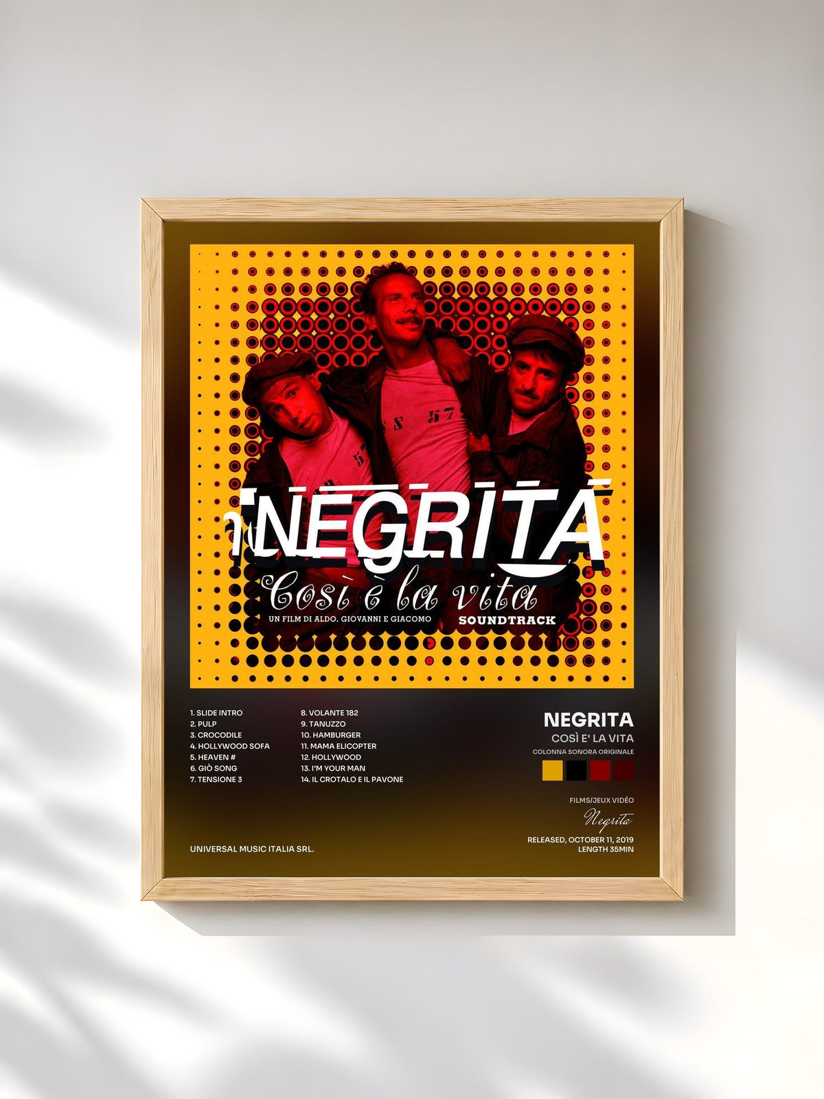 #bois Tableau de l'album Così E' La Vita (Colonna Sonora Originale) de Negrita, cadre en bois brut, imprimé et encadré en France