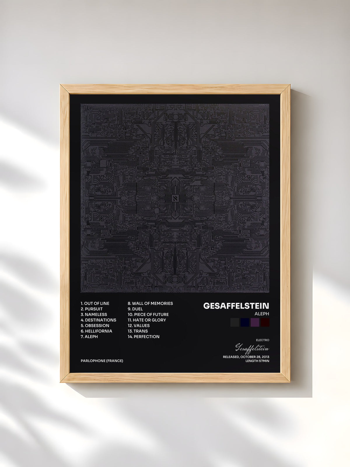#bois Tableau de l'album Aleph de Gesaffelstein, cadre en bois brut, imprimé et encadré en France