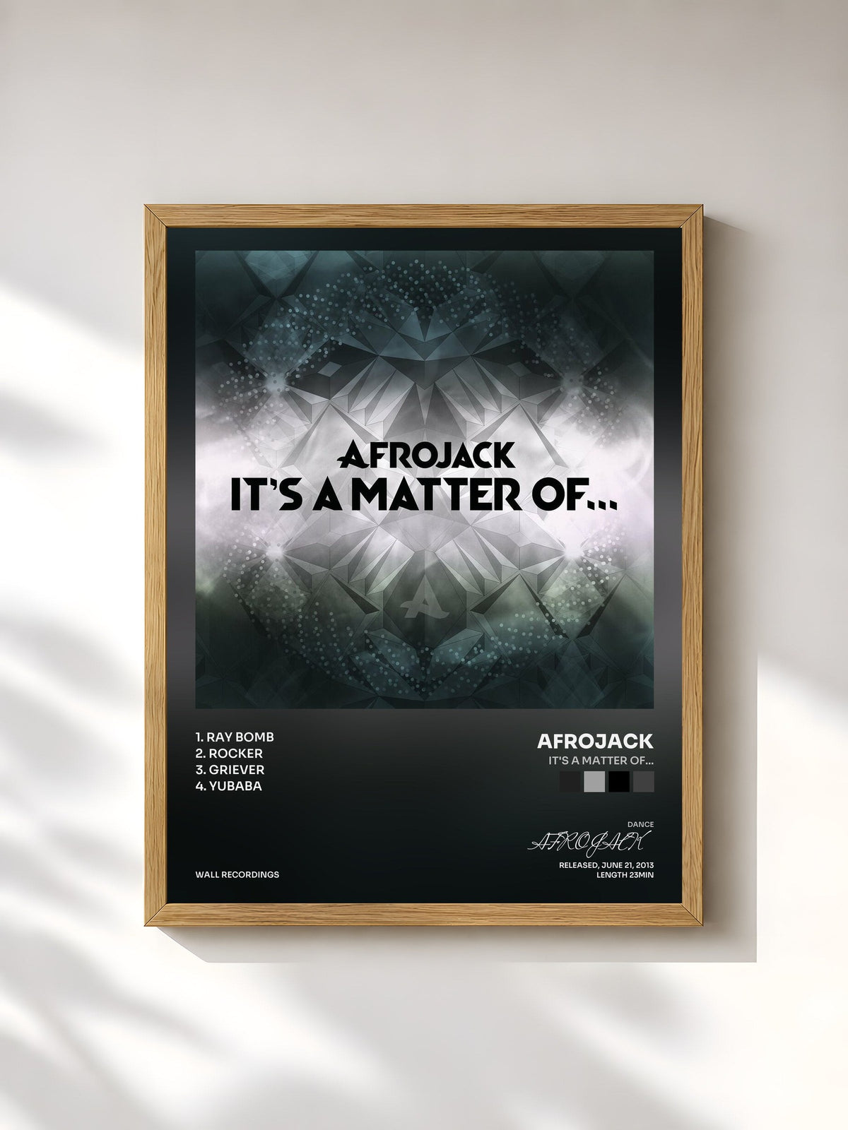 #bois Tableau de l'album It's A Matter Of... de AFROJACK, cadre en bois brut, imprimé et encadré en France