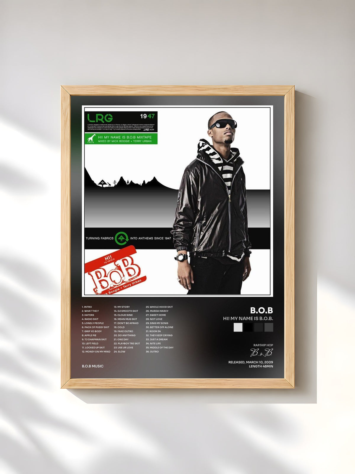 #bois Tableau de l'album Hi! My Name Is B.o.B. de B.o.B, cadre en bois brut, imprimé et encadré en France