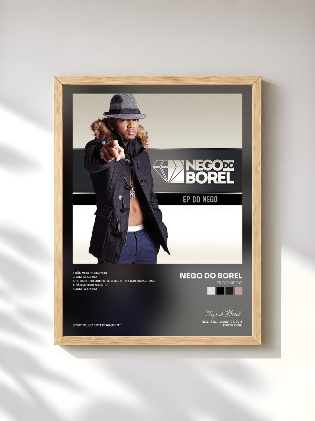 #bois Tableau de l'album EP do Nego de Nego do Borel, cadre en bois brut, imprimé et encadré en France