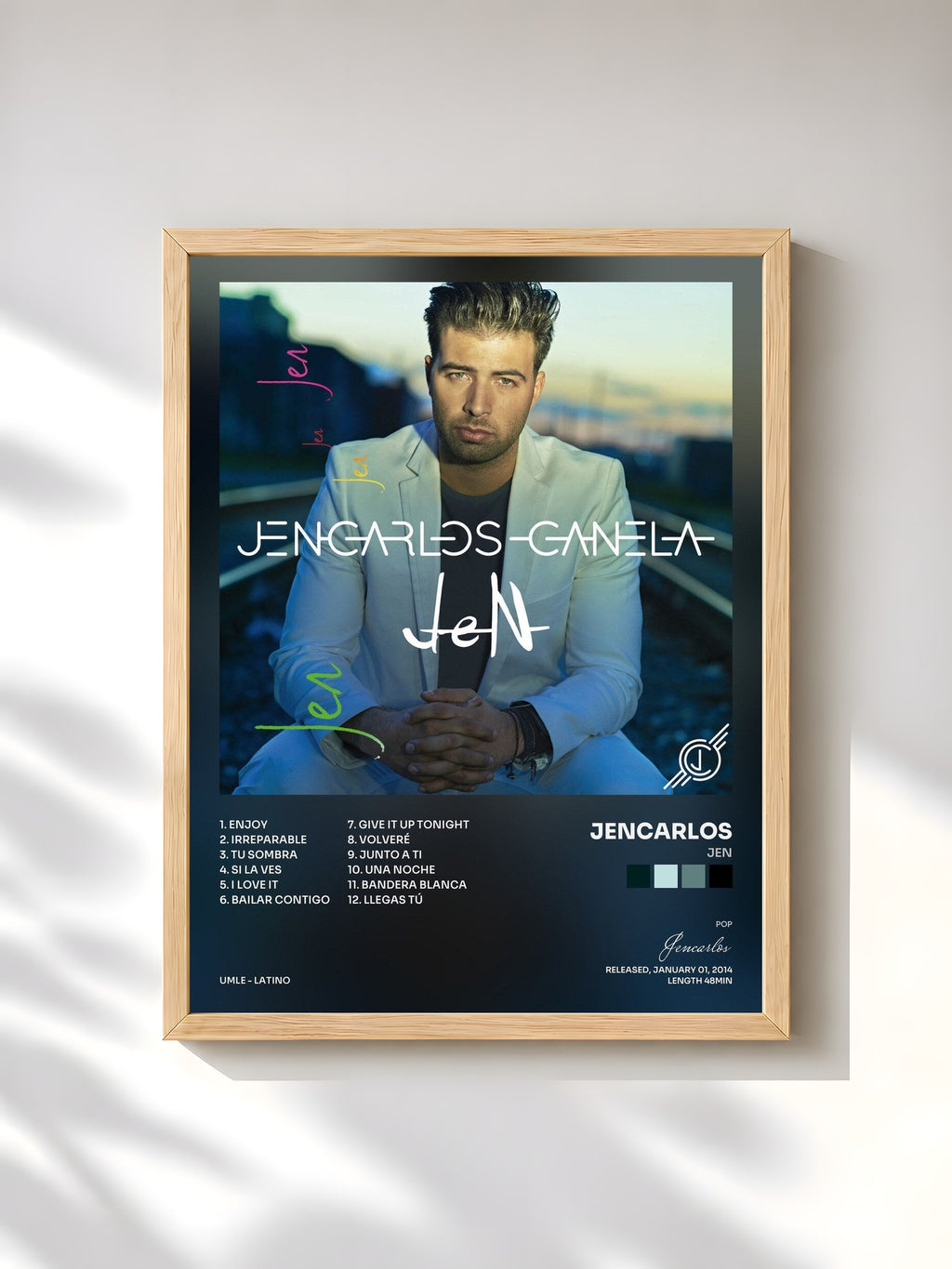 #bois Tableau de l'album Jen de Jencarlos, cadre en bois brut, imprimé et encadré en France