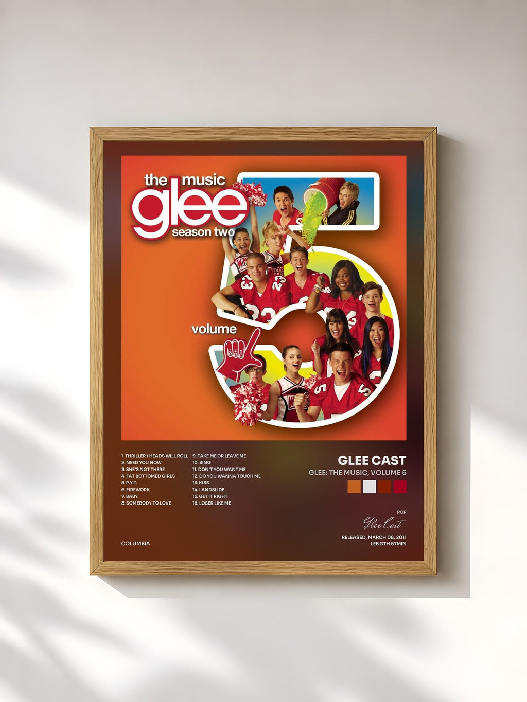 #bois Tableau de l'album Glee: The Music, Volume 5 de Glee Cast, cadre en bois brut, imprimé et encadré en France