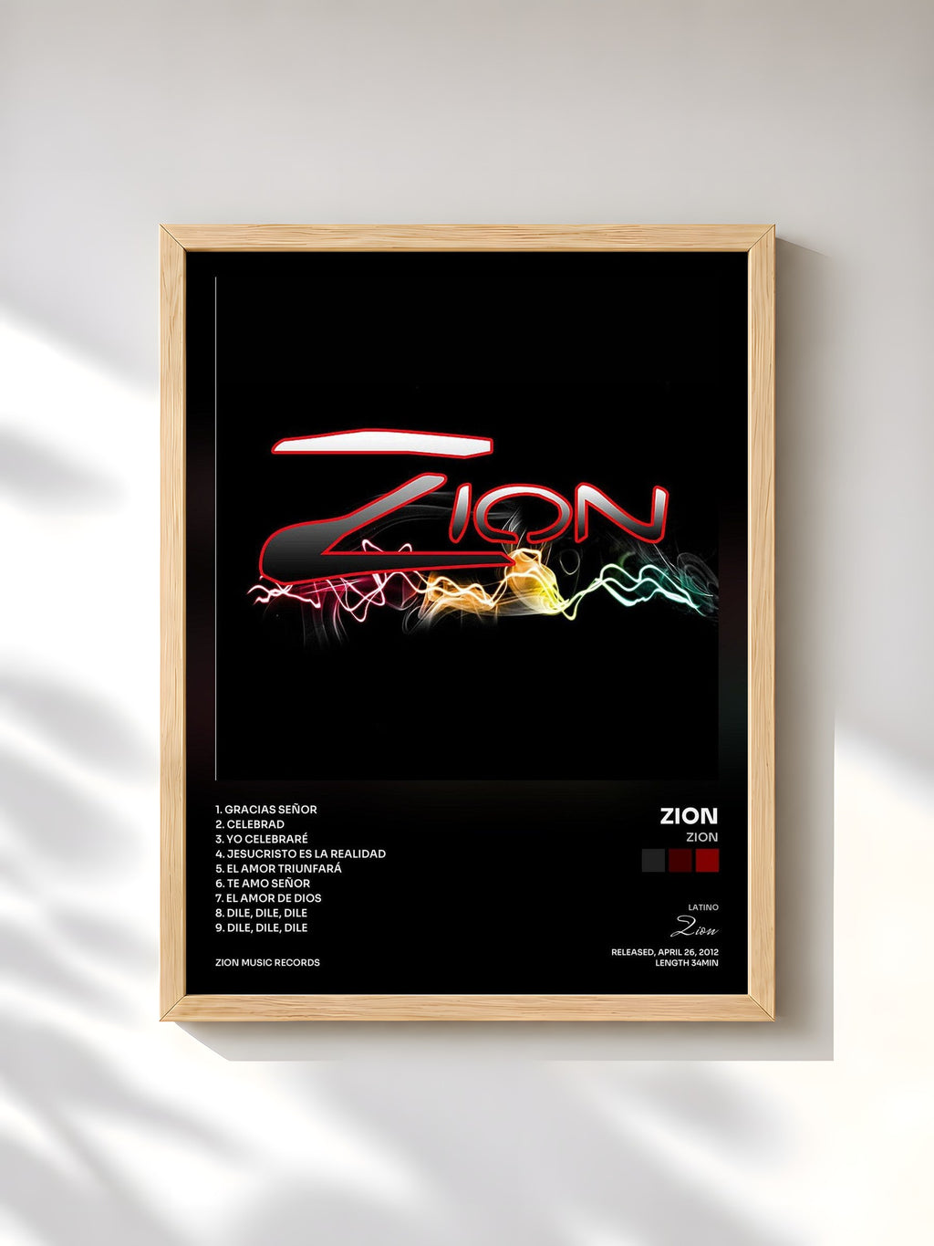 #bois Tableau de l'album Zion de Zion, cadre en bois brut, imprimé et encadré en France
