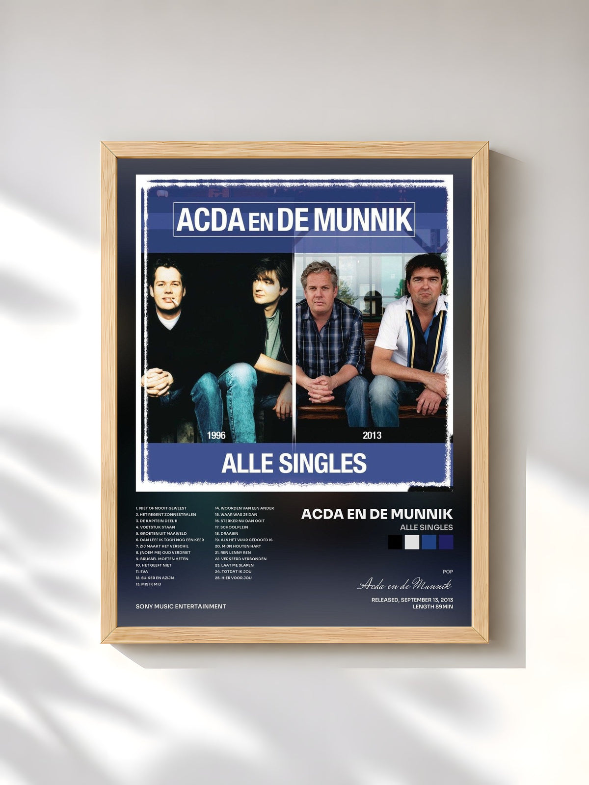 #bois Tableau de l'album Alle Singles de Acda en de Munnik, cadre en bois brut, imprimé et encadré en France