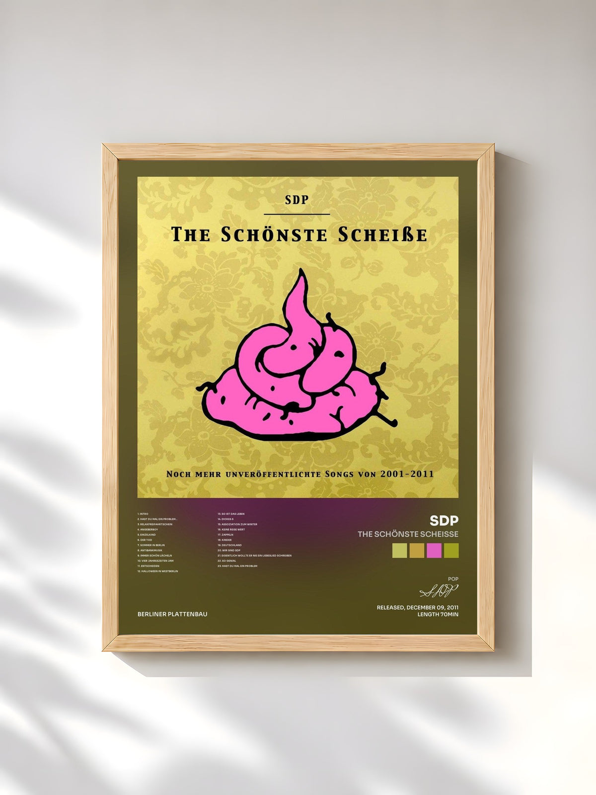 #bois Tableau de l'album The Schönste Scheiße de SDP, cadre en bois brut, imprimé et encadré en France