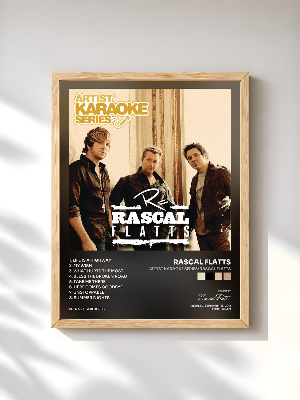 #bois Tableau de l'album Artist Karaoke Series: Rascal Flatts de Rascal Flatts, cadre en bois brut, imprimé et encadré en France