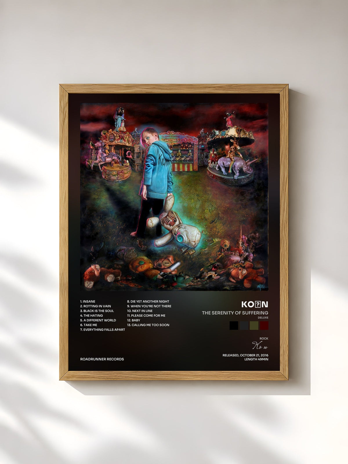#bois Tableau de l'album The Serenity of Suffering (Deluxe) de KoЯn, cadre en bois brut, imprimé et encadré en France