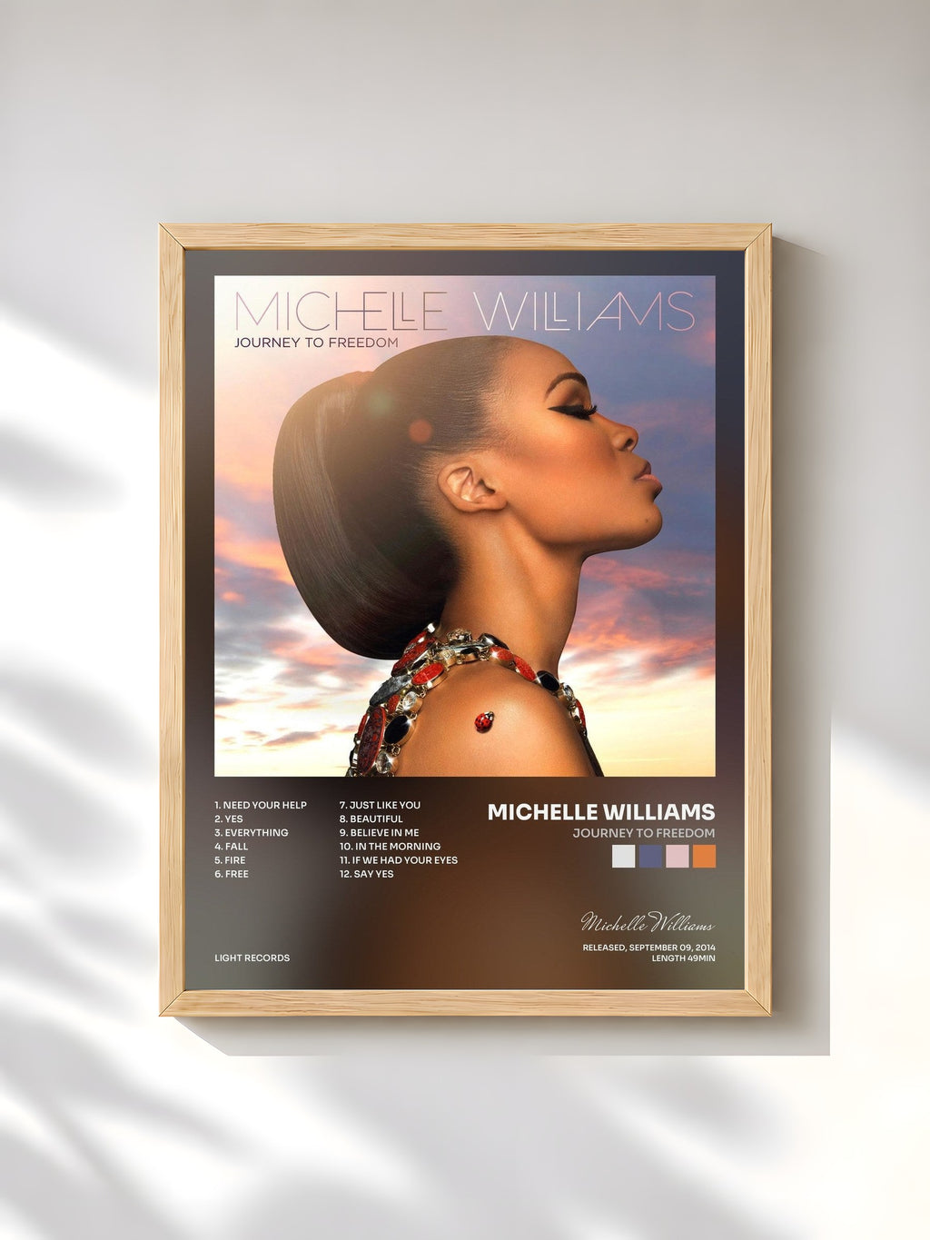 #bois Tableau de l'album Journey To Freedom de Michelle Williams, cadre en bois brut, imprimé et encadré en France