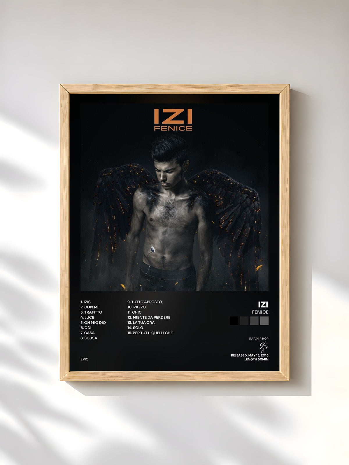 #bois Tableau de l'album Fenice de Izi, cadre en bois brut, imprimé et encadré en France