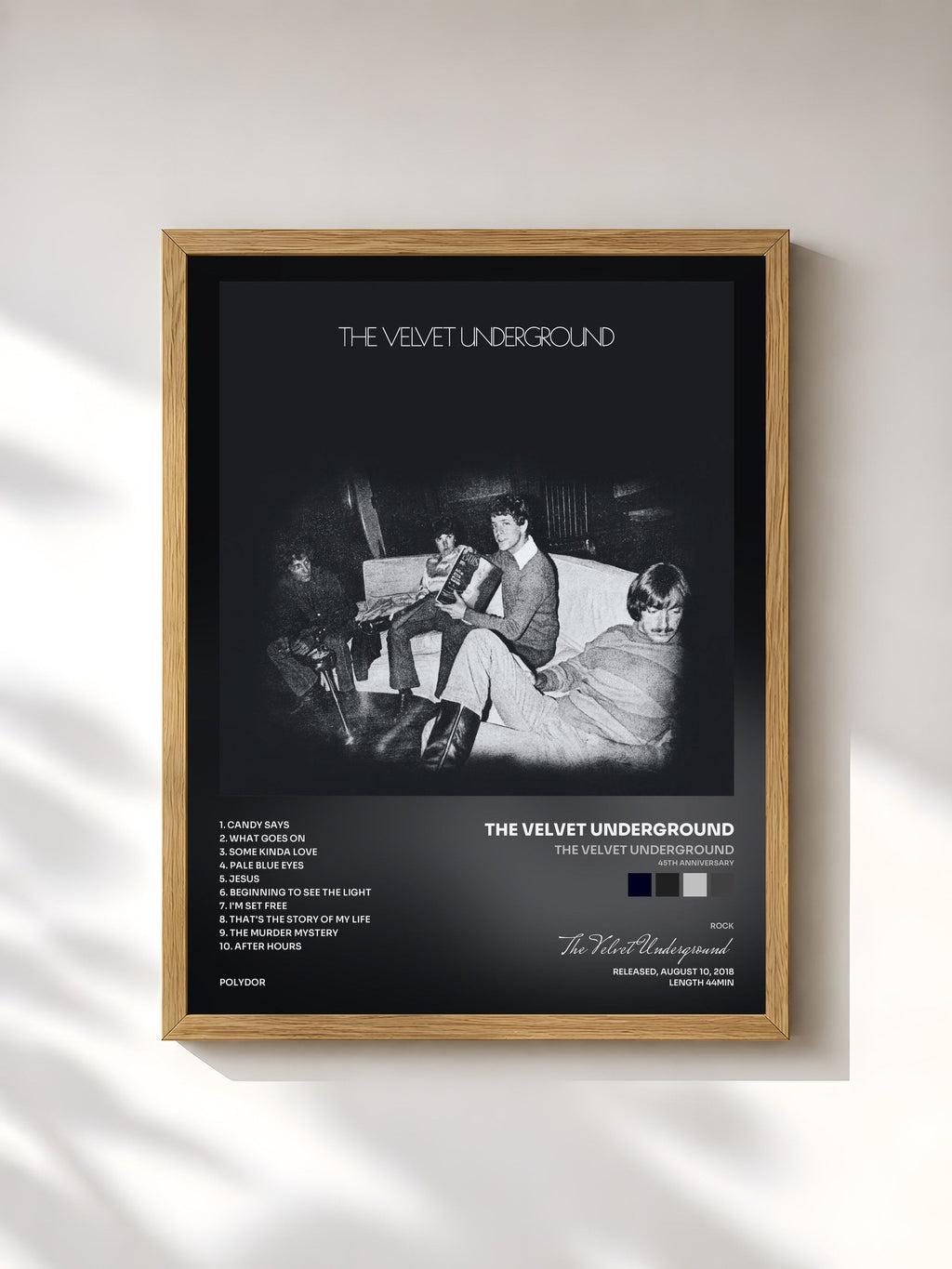 #bois Tableau de l'album The Velvet Underground (45th Anniversary) de The Velvet Underground, cadre en bois brut, imprimé et encadré en France