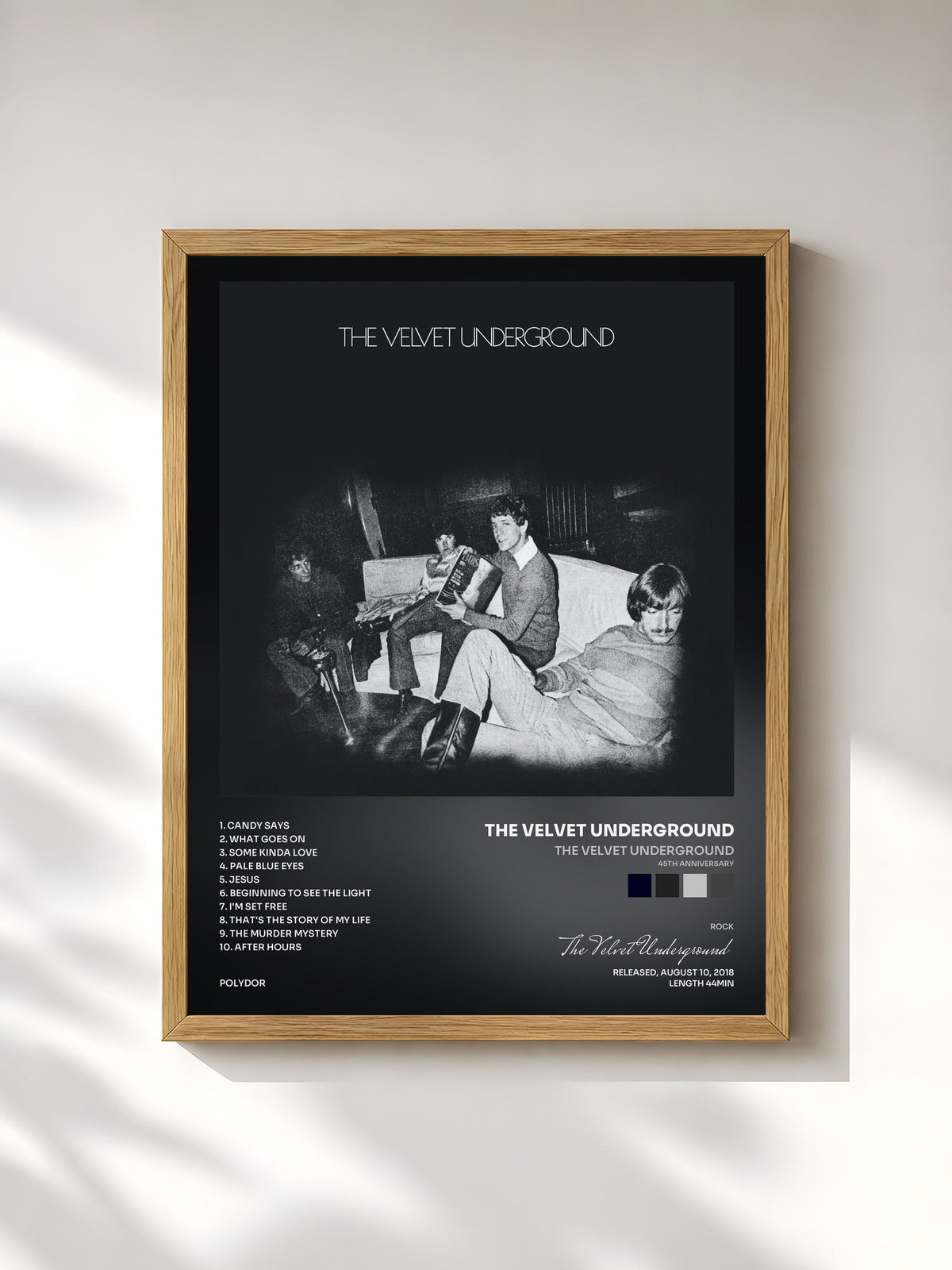 #bois Tableau de l'album The Velvet Underground (45th Anniversary) de The Velvet Underground, cadre en bois brut, imprimé et encadré en France