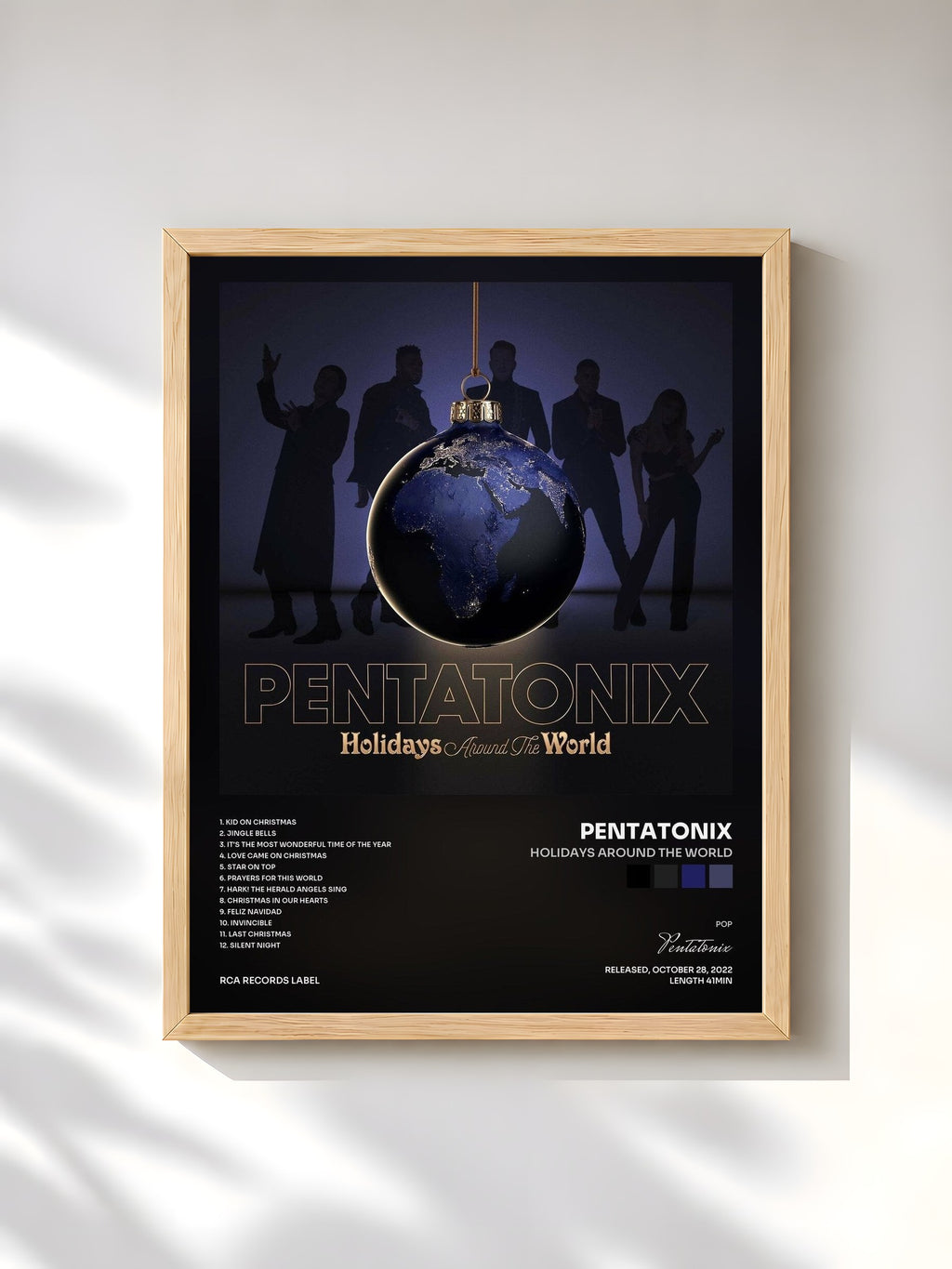 #bois Tableau de l'album Holidays Around the World de Pentatonix, cadre en bois brut, imprimé et encadré en France