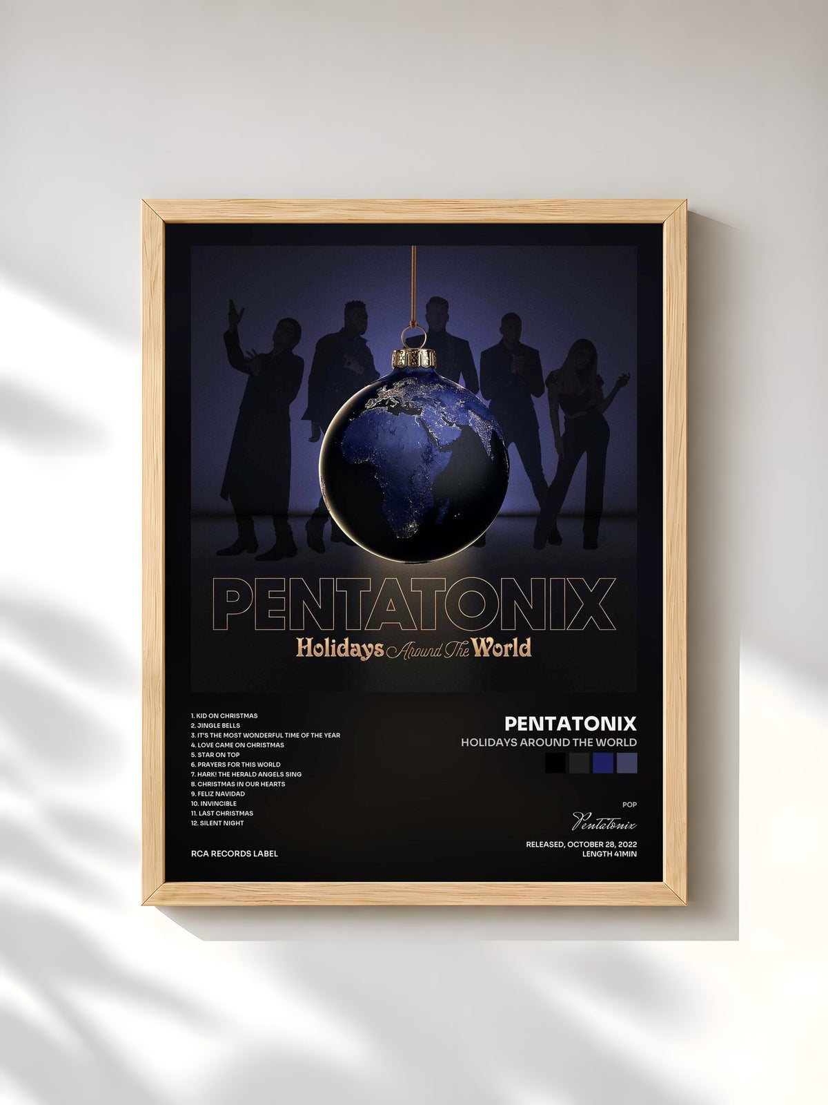 #bois Tableau de l'album Holidays Around the World de Pentatonix, cadre en bois brut, imprimé et encadré en France