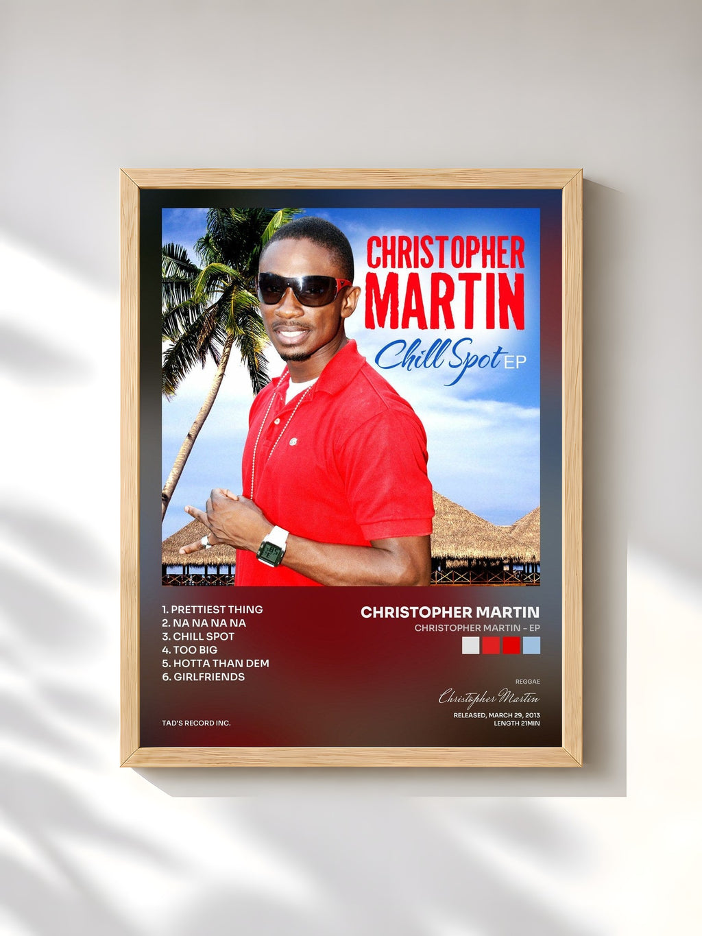 #bois Tableau de l'album Christopher Martin - EP de Christopher Martin, cadre en bois brut, imprimé et encadré en France