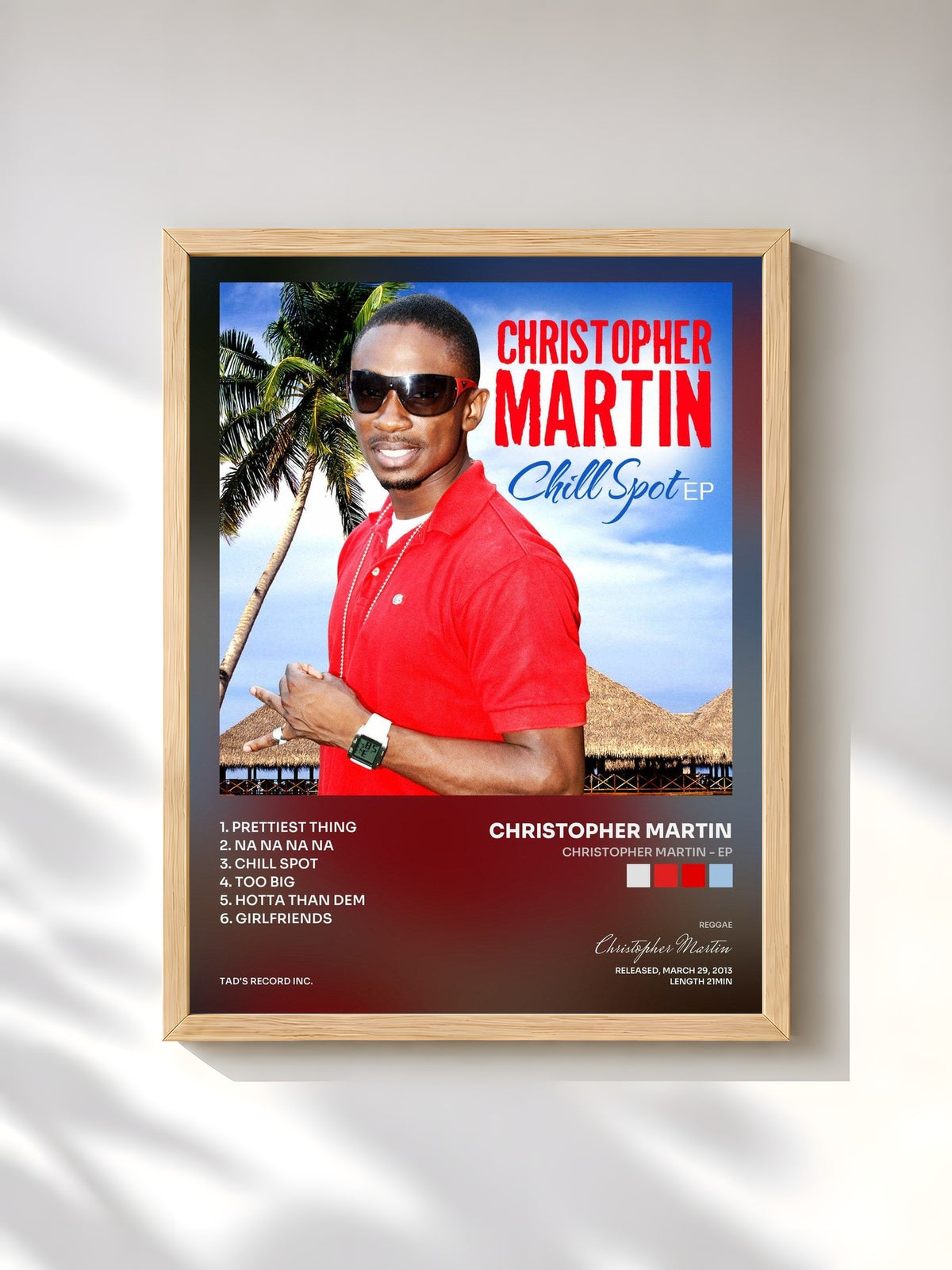 #bois Tableau de l'album Christopher Martin - EP de Christopher Martin, cadre en bois brut, imprimé et encadré en France