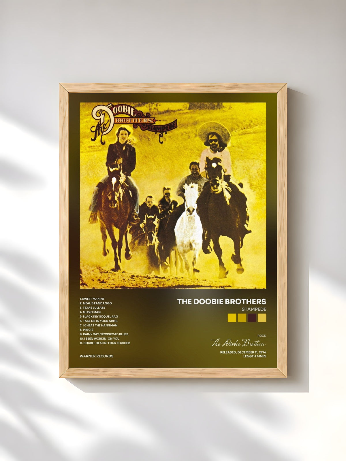 #bois Tableau de l'album Stampede de The Doobie Brothers, cadre en bois brut, imprimé et encadré en France