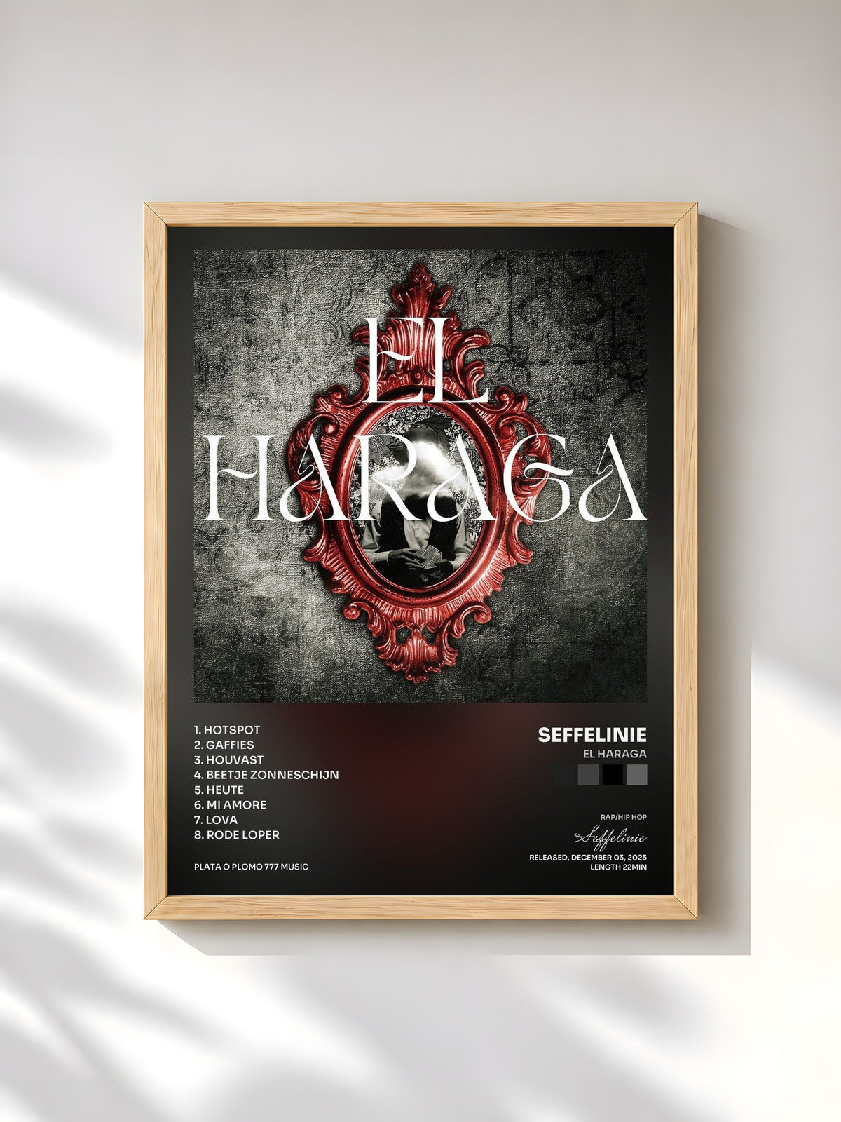 #bois Tableau de l'album El Haraga de Seffelinie, cadre en bois brut, imprimé et encadré en France