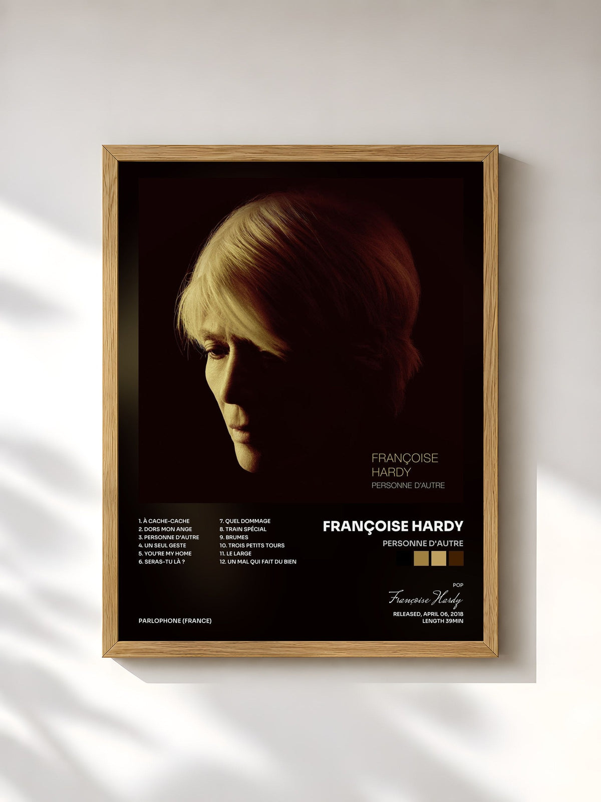 #bois Tableau de l'album Personne d'autre de Françoise Hardy, cadre en bois brut, imprimé et encadré en France