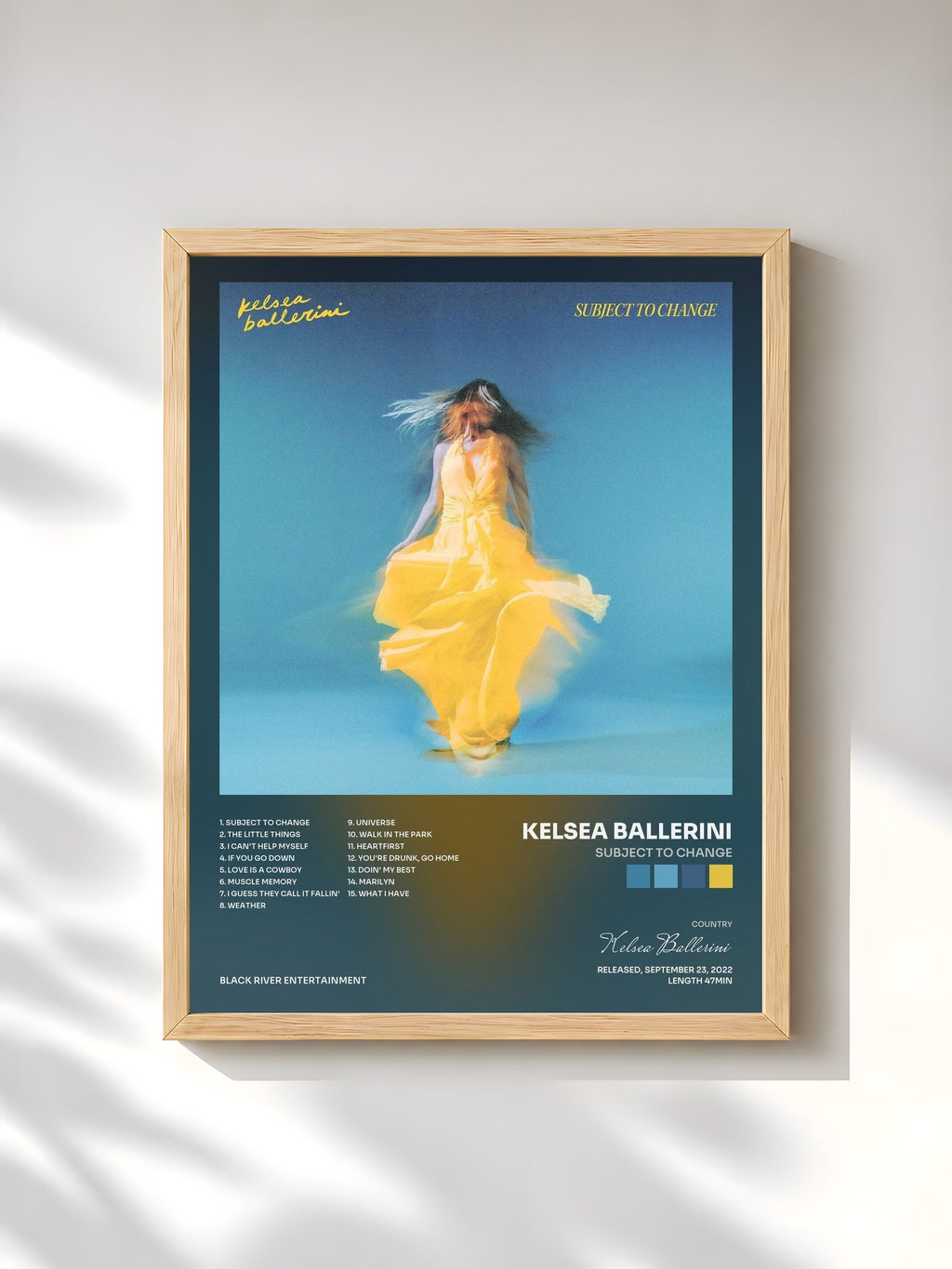 #bois Tableau de l'album SUBJECT TO CHANGE de Kelsea Ballerini, cadre en bois brut, imprimé et encadré en France