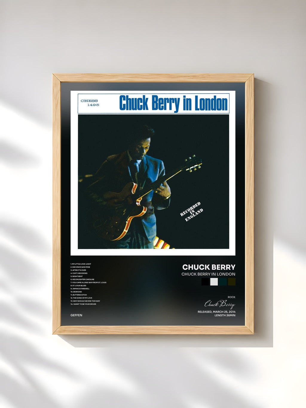 #bois Tableau de l'album Chuck Berry In London de Chuck Berry, cadre en bois brut, imprimé et encadré en France