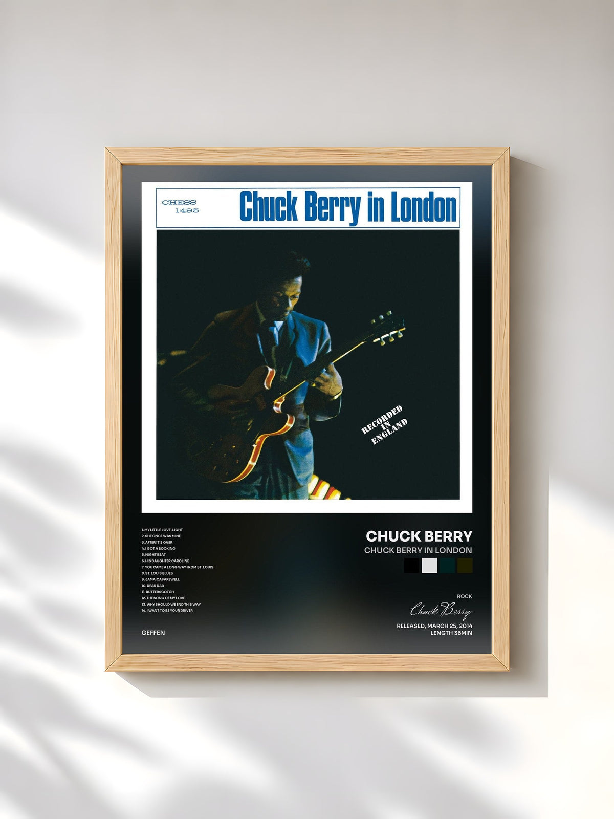#bois Tableau de l'album Chuck Berry In London de Chuck Berry, cadre en bois brut, imprimé et encadré en France