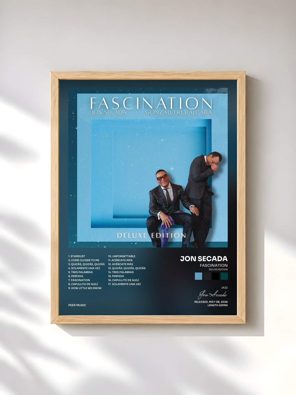 #bois Tableau de l'album Fascination (Deluxe Edition) de Jon Secada, cadre en bois brut, imprimé et encadré en France