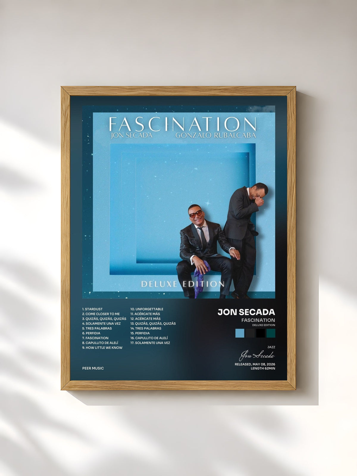 #bois Tableau de l'album Fascination (Deluxe Edition) de Jon Secada, cadre en bois brut, imprimé et encadré en France