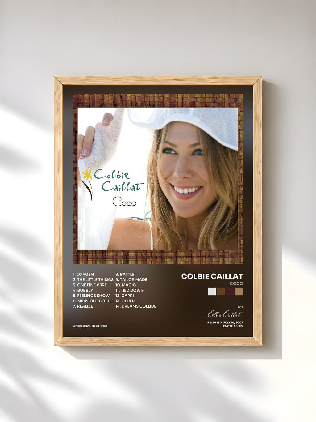 #bois Tableau de l'album Coco de Colbie Caillat, cadre en bois brut, imprimé et encadré en France