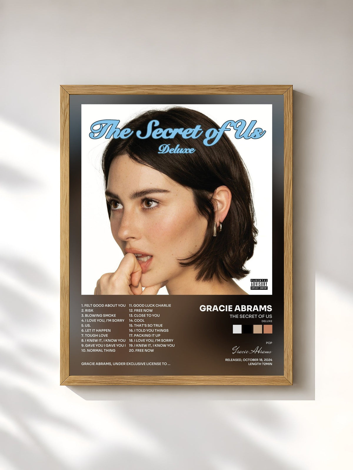 #bois Tableau de l'album The Secret of Us (Deluxe) de Gracie Abrams, cadre en bois brut, imprimé et encadré en France