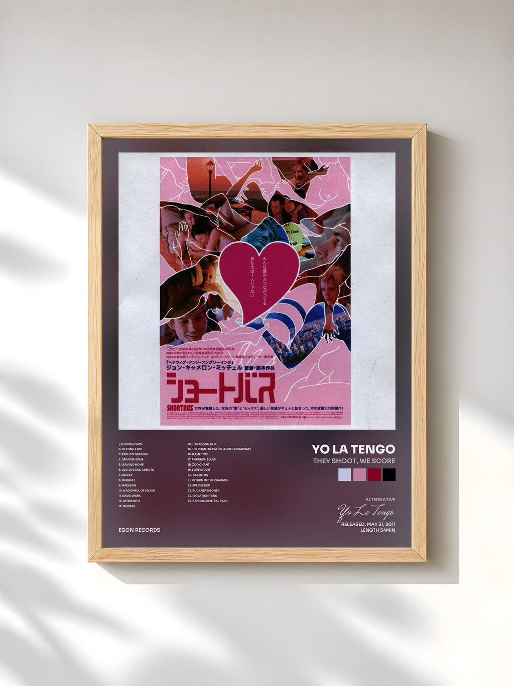 #bois Tableau de l'album They Shoot, We Score de Yo La Tengo, cadre en bois brut, imprimé et encadré en France