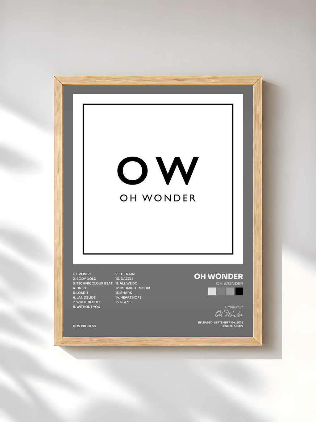 #bois Tableau de l'album Oh Wonder de Oh Wonder, cadre en bois brut, imprimé et encadré en France