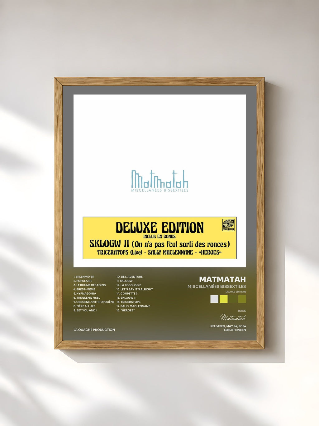 #bois Tableau de l'album Miscellanées bissextiles (Deluxe edition) de Matmatah, cadre en bois brut, imprimé et encadré en France