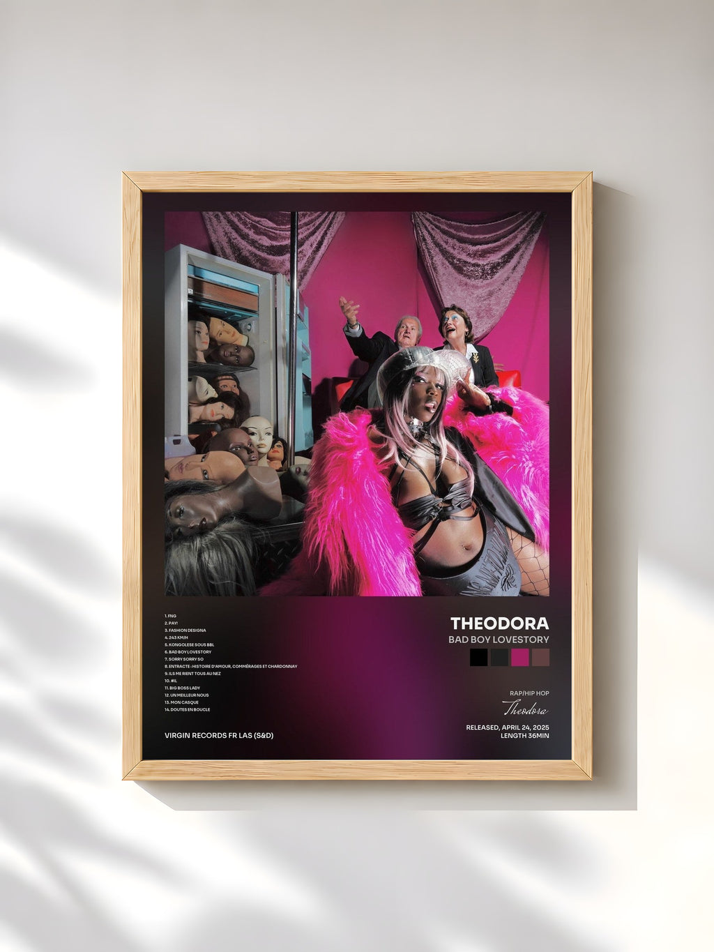 #bois Tableau de l'album BAD BOY LOVESTORY de Theodora, cadre en bois brut, imprimé et encadré en France