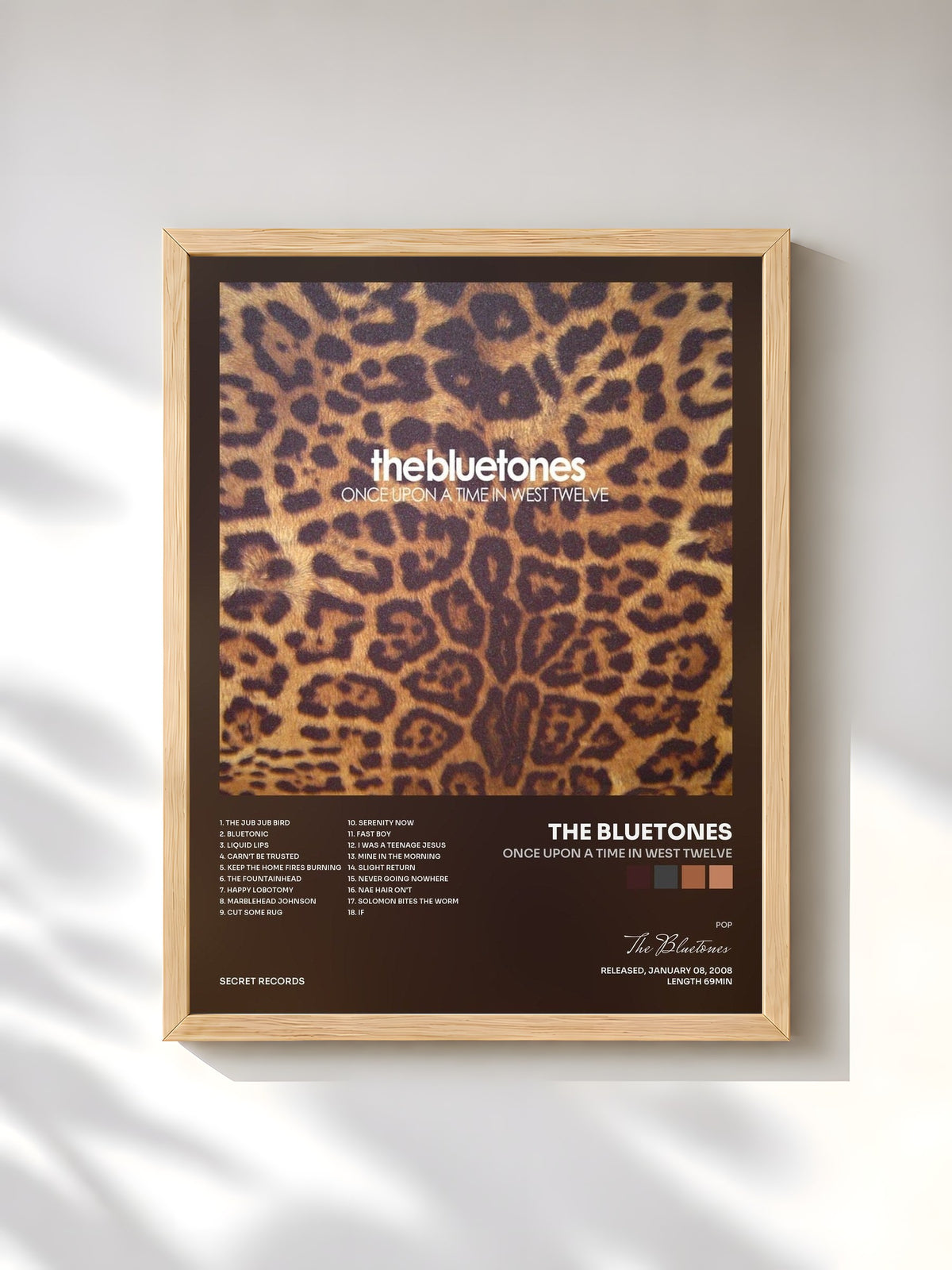 #bois Tableau de l'album Once Upon a Time in West Twelve de The Bluetones, cadre en bois brut, imprimé et encadré en France