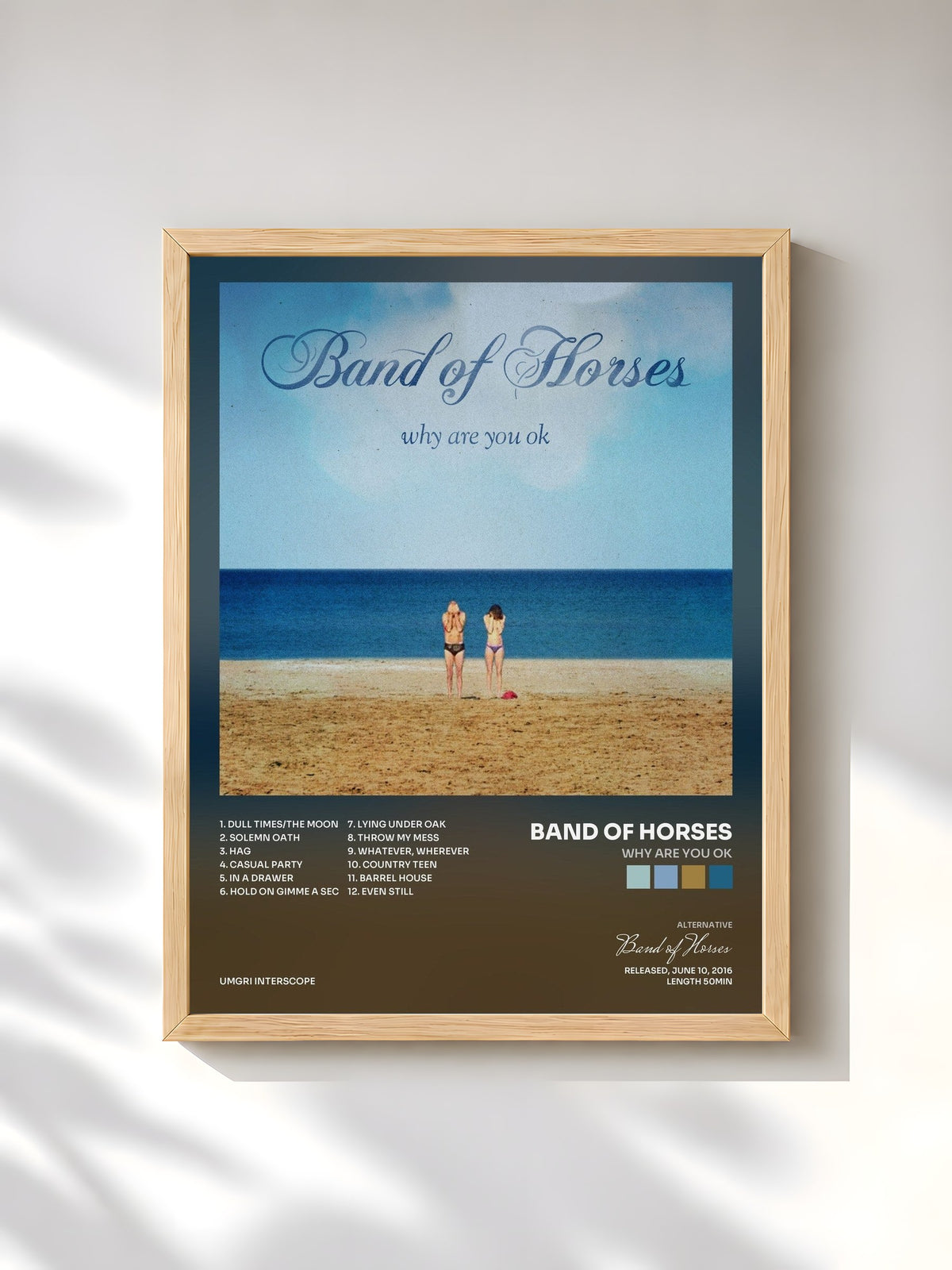 #bois Tableau de l'album Why Are You OK de Band of Horses, cadre en bois brut, imprimé et encadré en France