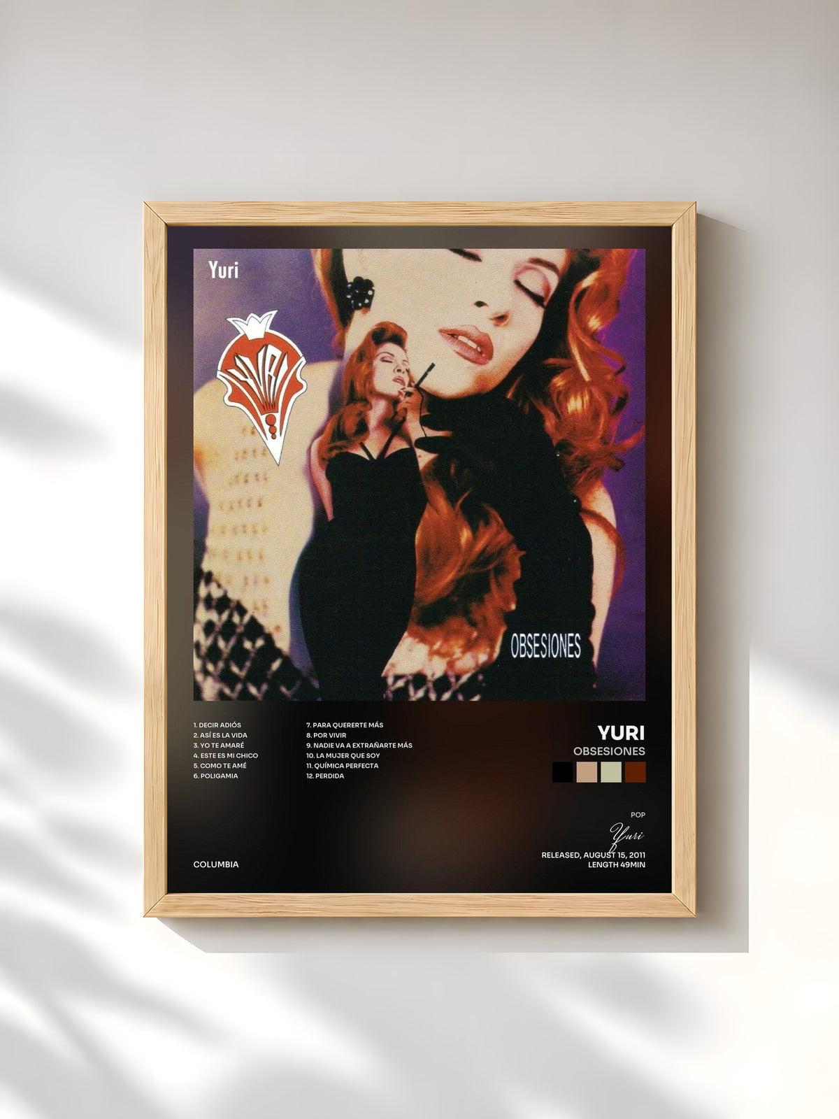 #bois Tableau de l'album Obsesiones de Yuri, cadre en bois brut, imprimé et encadré en France