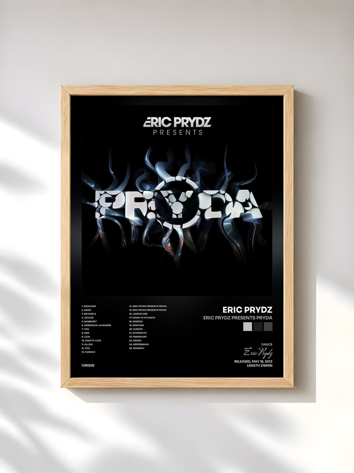 #bois Tableau de l'album Eric Prydz Presents Pryda de Eric Prydz, cadre en bois brut, imprimé et encadré en France