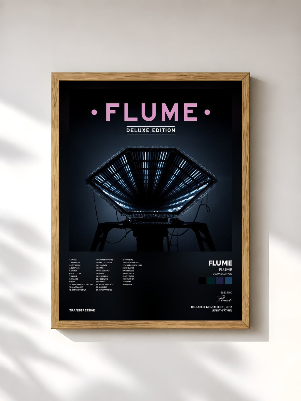 #bois Tableau de l'album Flume (Deluxe Edition) de Flume, cadre en bois brut, imprimé et encadré en France