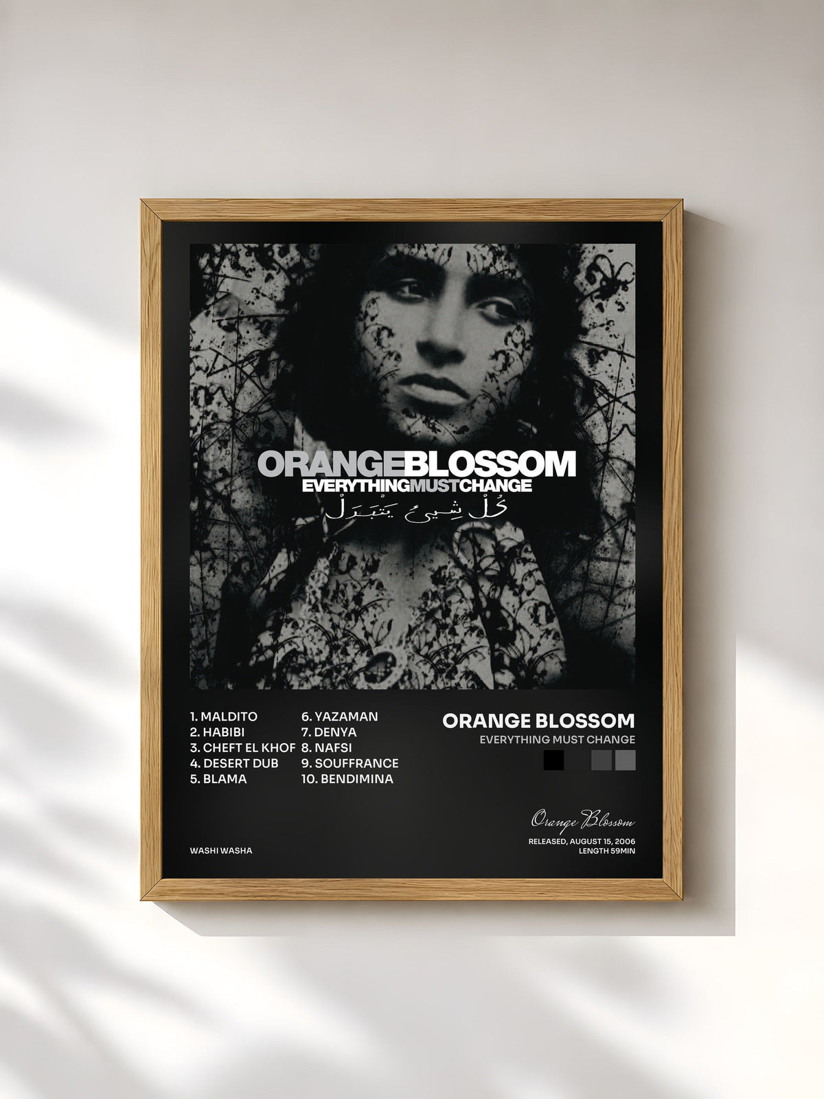 #bois Tableau de l'album Everything Must Change de Orange Blossom, cadre en bois brut, imprimé et encadré en France