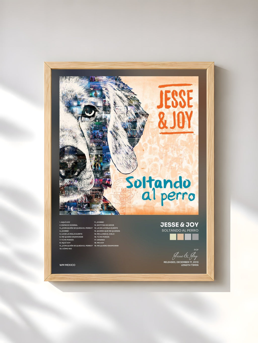 #bois Tableau de l'album Soltando Al Perro de Jesse & Joy, cadre en bois brut, imprimé et encadré en France